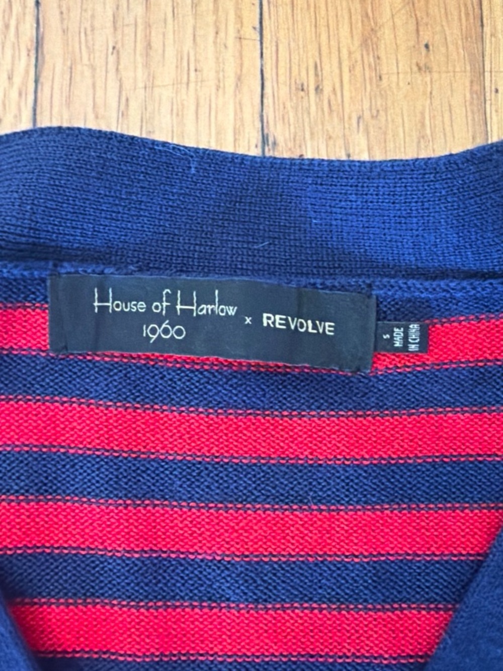 Revolve X House of Harlow Striped Red and Navy Button-Up Cardigan - Picture 4 of 4